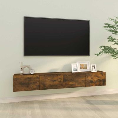 vidaXL Nástenné TV skrinky 2ks dymový dub 100x30x30cm spracované drevo