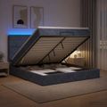 vidaXL Ottoman posteľ s matracom a LED Tmavosivá 160 x 200 cm Zamat