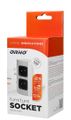 Povrchová zásuvka rohová ORNO OR-AE-1303/G, 2x zásuvka 230V, kábel bez vidlice, strieborná