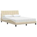 vidaXL Posteľ s matracom Hanko krémová 140x190 cm látka