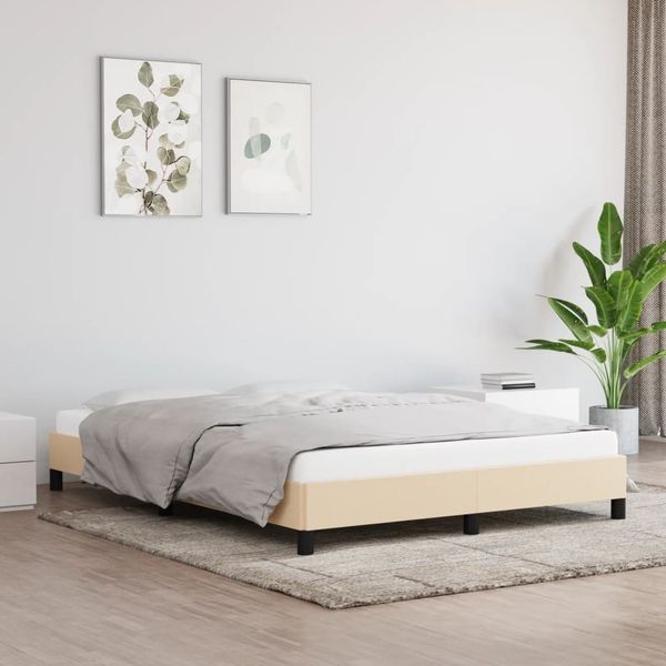 vidaXL Posteľ bez matraca krémová 140x190 cm látka