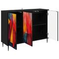 vidaXL Servírovacia skriňa HEESCH Čierny dub 102 x 33 x 76 cm