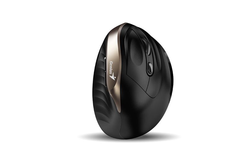 Genius Ergo 8250S/Vertikálna/Optická/Pre pravákov/1 600 DPI/Bezdrôtová USB/Čierna-zlatá