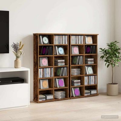 vidaXL CD Skrinka 2 ks Staré drevo 60 x 17 x 92 cm Kompozitné drevo