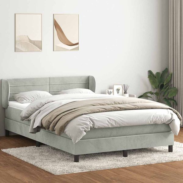 vidaXL Posteľný rám boxsping s matracom bledosivý 160x210 cm zamat