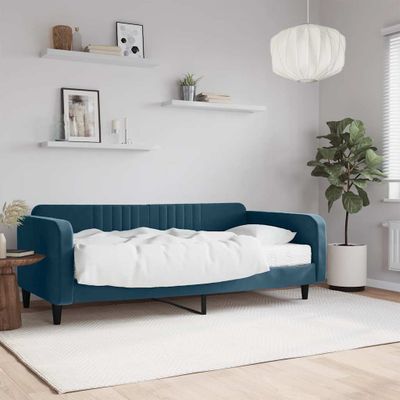vidaXL Denná posteľ s matracom modrá 100x200 cm zamat