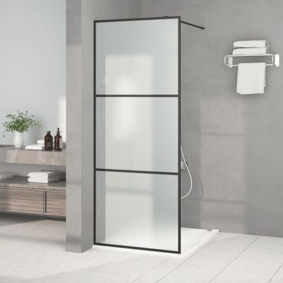 vidaXL Sprchová zástena čierna 80x195 cm matné ESG sklo