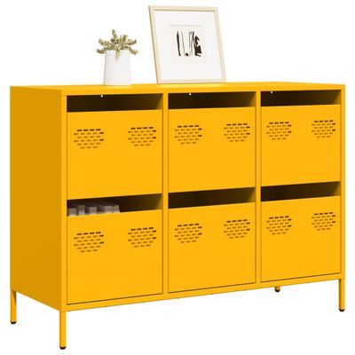 vidaXL Komoda horčicovožltá 101,5x39x73,5 cm oceľ valcovaná za studena