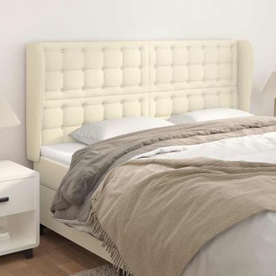 vidaXL Čelo postele so záhybmi krémové 183x23x118/128 cm umelá koža