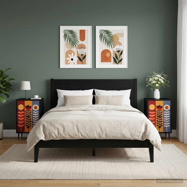 vidaXL Nočný stolík ESSEN 2 ks Čierny dub 36 x 33 x 61 cm