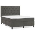 vidaXL Posteľný rám boxspring s matracom tmavosivý 140x190 cm zamat