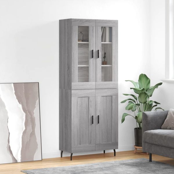vidaXL Vysoká skrinka sivý dub sonoma 69,5x34x180 cm spracované drevo
