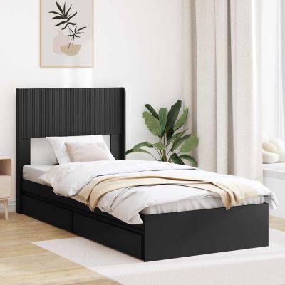 vidaXL Posteľový rám s úložným priestorom a čelom Čierna 75 x 190 cm