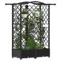 vidaXL Vyvýšený záhon s mriežkou a strechou Čierna 124 x 40 x 123 cm