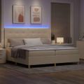 vidaXL LED box s pružinami s čelnou doskou Krémová 200 x 200 cm látka