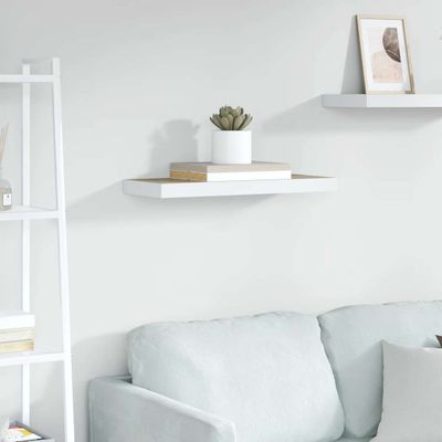 vidaXL Plávajúca nástenná polica dubová a biela 60x23,5x3,8 cm MDF