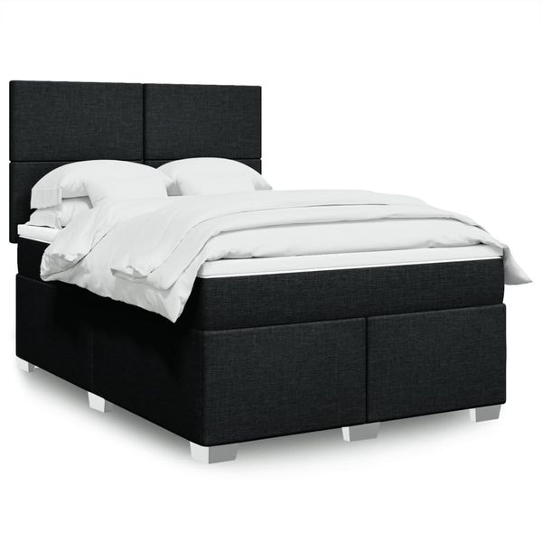 vidaXL Posteľný rám boxspring s matracom čierny 160x200 cm látka