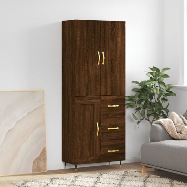 vidaXL Vysoká skrinka hnedý dub 69,5x34x180 cm spracované drevo