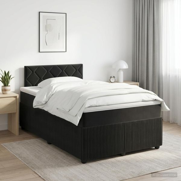 vidaXL Posteľ boxspring s matracom Čierna 120 x 200 cm Zamat