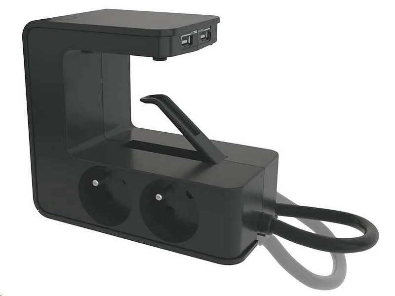 Prodlužovací kabel Legrand L050412 / 1,5 m / 4 zásuvky / s USB / čierna / PVC / 1,5 mm2