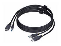 StarTech 6ft (1,8m) HDMI and USB 5Gbps KVM Cable - Kábel klávesnice/videa/myši (KVM) - HDMI, USB typ A (M) do HDMI, USB Type B (M) - 1,8 m - podpora 4K60Hz, podpora HDR10 - čierna