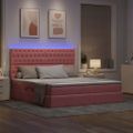 vidaXL LED úložná posteľ s matracom Ružová 160 x 200 cm Zamat