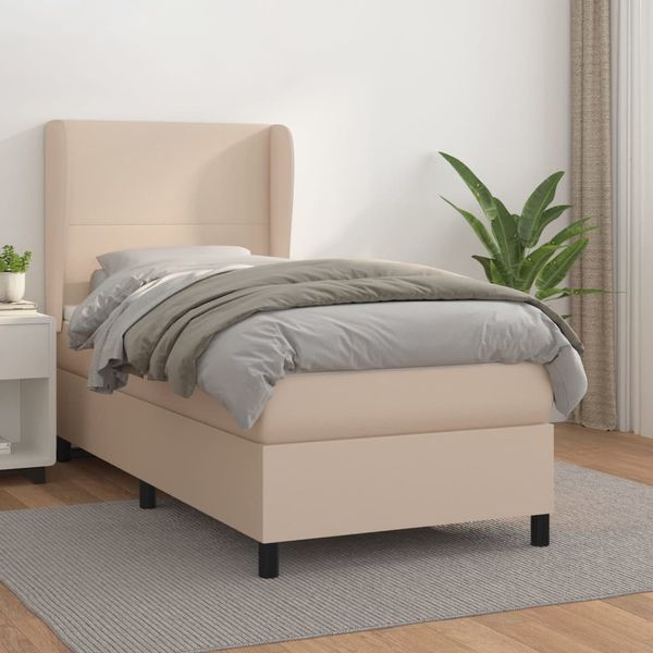vidaXL Boxspring posteľ s matracom kapučínová 90x200 cm umelá koža