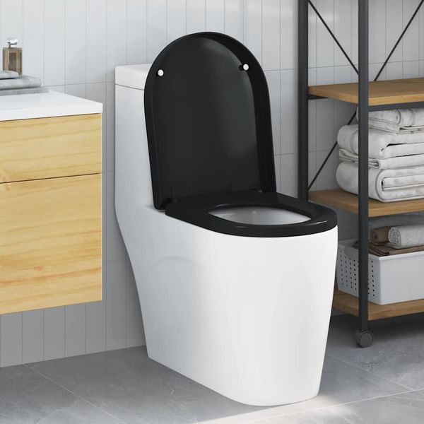 vidaXL WC sedadlo Nastaviteľná Čierna 48 x 36,5 x 4,5 cm Polypropylén