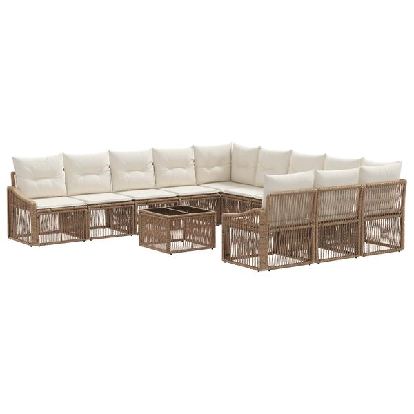 vidaXL Súprava záhradných pohoviek 12 pcs Béžová polyratan