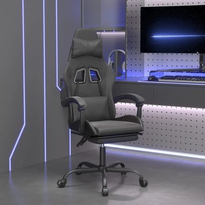 vidaXL Herná stolička s opierkou na nohy čierna umelá koža