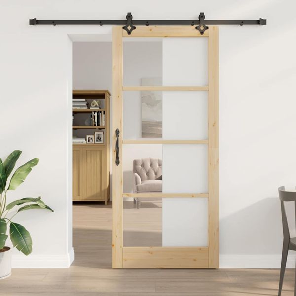vidaXL Posuvné dvere ORKDAL Prírodná a čierna 93 x 211 cm