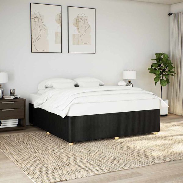 vidaXL Posteľ bez matraca čierny 200x200 cm látka
