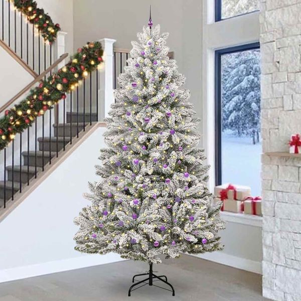 vidaXL Umelý vianočný stromček Zelená a biela 300 cm PVC a kov