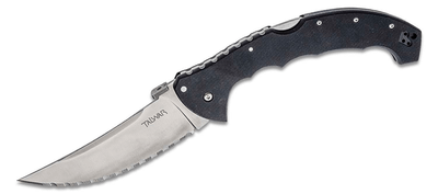 Cold Steel 21TBXS Talwar 5 1/2" vreckový nôž 14 cm, zúbkovaná čepeľ, čierna, G10