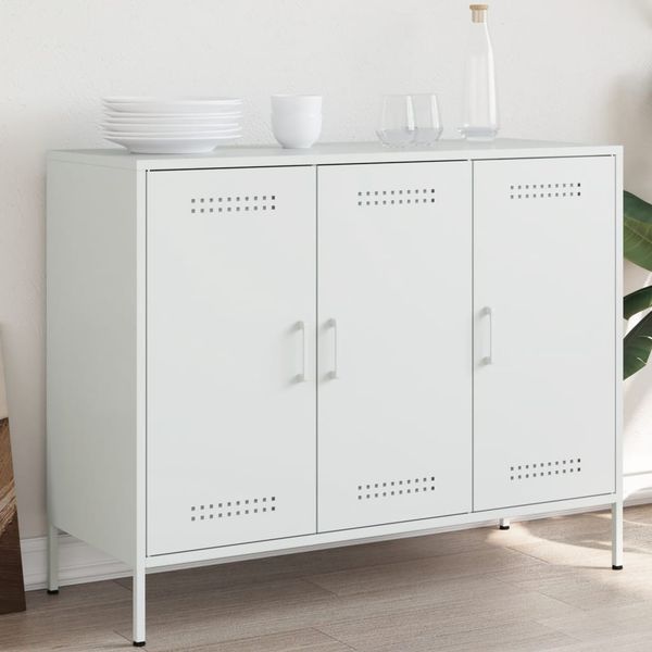 vidaXL Komoda bela 100,5x39x79 cm oceľ