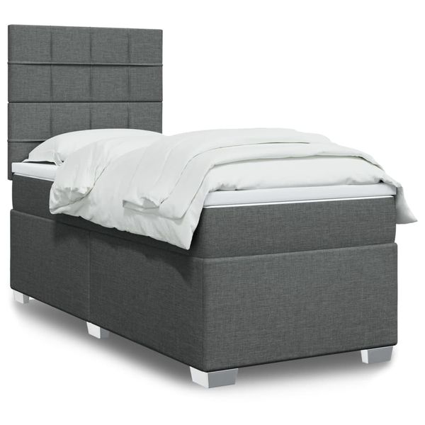 vidaXL Posteľný rám boxsping s matracom tmavosivý 80x200 cm látka