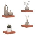 vidaXL Stenná polica Nástenná montáž 4 ks Červená 23 x 23,5 x 3,8 cm