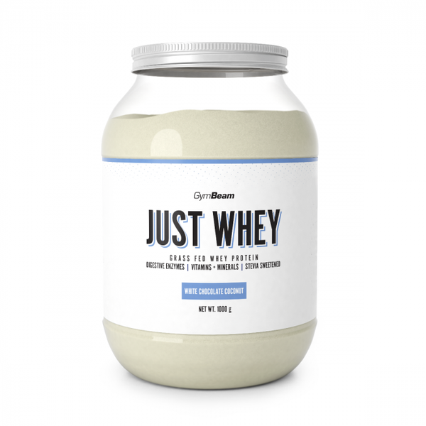 Just Whey Grass-Fed Protein – GymBeam, biela čokoláda kokos, 1000 g