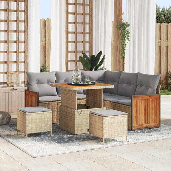 vidaXL Súprava záhradných pohoviek 8 pcs Beige a svetlo šedá