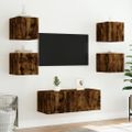 vidaXL 6-dielne TV nástenné skrinky s LED dymový dub kompozitné drevo