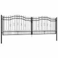 vidaXL Plotová brána KAMPEN s vrchnou časťou z oštepu čierna 394,5x125 cm oceľ