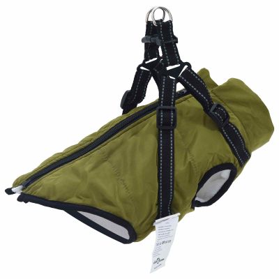 vidaXL Psí kabát Armádna zelená L24 Flís a polyester