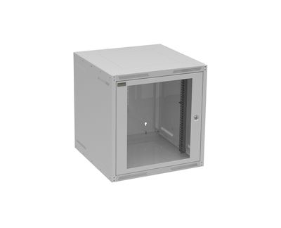 Rozvádzač nástenný GrandN 12U 600 mm, dvere sklo, RAL 7035, GrandN-12U-66-11-G