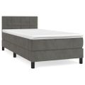 vidaXL Posteľný rám boxspring s matracom tmavosivý 90x200 cm zamat