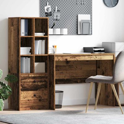 vidaXL Stôl so zásuvkou 2 pcs Staré drevo
