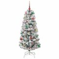 vidaXL Umelý Sklápací Vianočný Stromček 150 LED Zelená a biela 150 cm