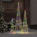 vidaXL Vianočný stromček 3 ks 90 LED Viacfarebný 20 x 20 x 80 cm Akryl