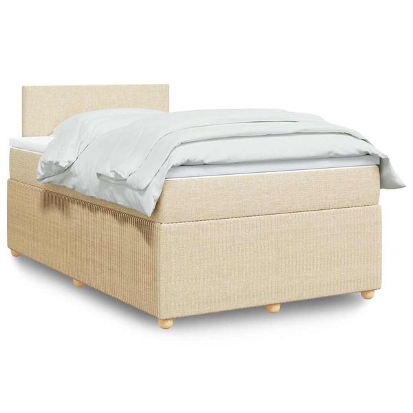 vidaXL Boxspring posteľ s matracom krémový 120x200 cm látka