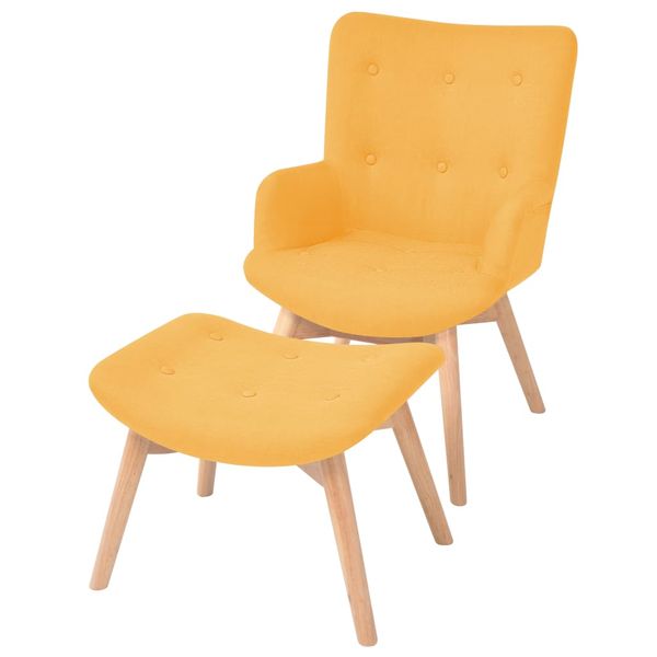 vidaXL Kreslo s podnožkou, žlté, látka
