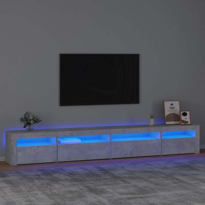 vidaXL TV skrinka s LED svetlami betónová sivá 270 x 35 x 40 cm